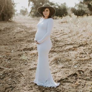 White long sleeve maternity dress